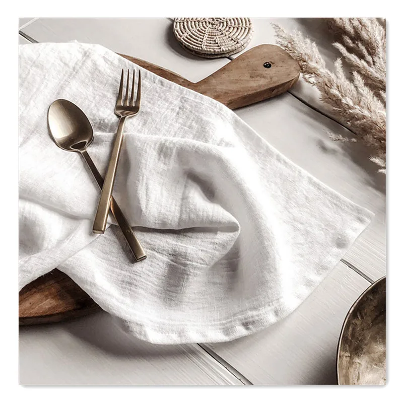 Nordic Style dinner napkin 100% french linen fabric place mat stone washed linen cloth napkin