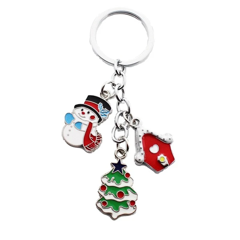 Hot deal christmas charm pendant metal key chain santa style accept custom keychain