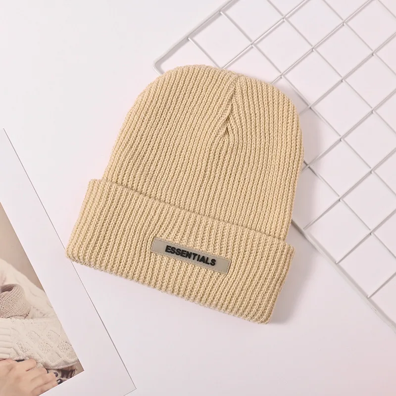 Wholesale Custom Unisex 100% Acrylic winter thick knitted beanie custom logo pure color beanies hat