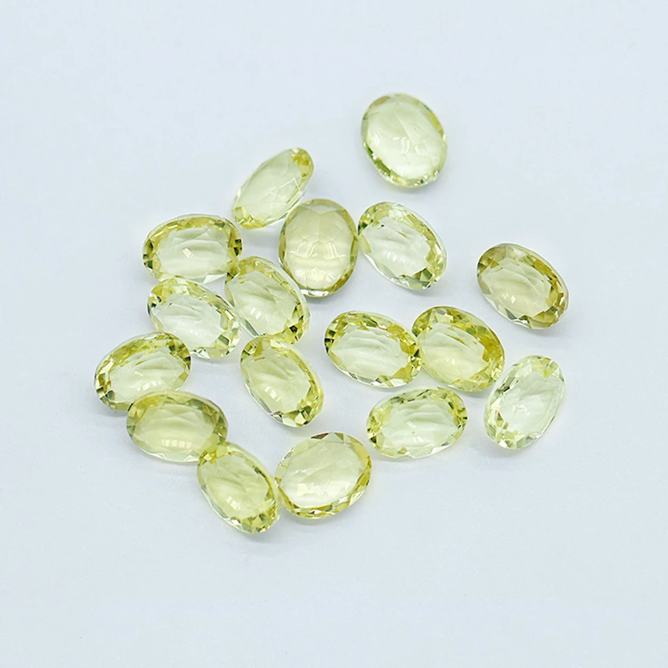 High Quality Pure Stone Natural Lemon Quartz Crystal Rectangle Inlaid Gemstone For Diy Ring Necklace Earrings Bracelet