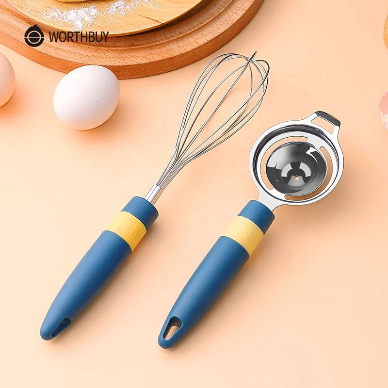 WORTHBUY Manual Egg Beater Stainless Steel Hand Mixer Egg Whisk Egg Separator Divider Kitchen Accessories For Baking Tools Set