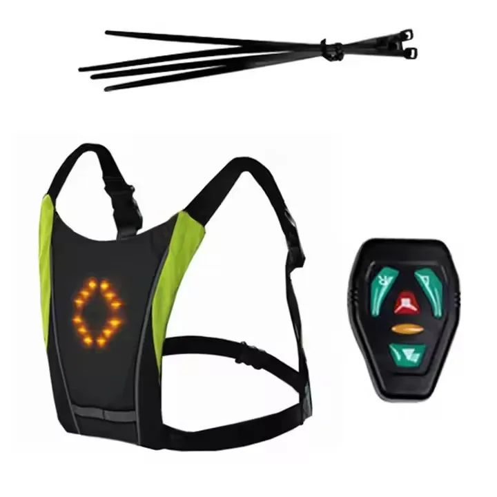 XUNTING Wireless Remote Control Led Luminous Warning Cycling Vest Running Safety Vest Night Running Luminous Indicator Back Clip