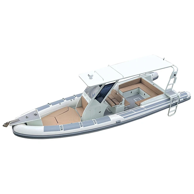 High Quality 28ft Hypalon Orca deluxe Aluminum RIB 860 Inflatable Boat With Roof For Sale