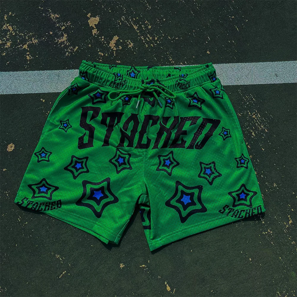 All-over print mesh shorts men Customized logo Fitness summer shorts men Polyester Breathable Quick Drying Shorts