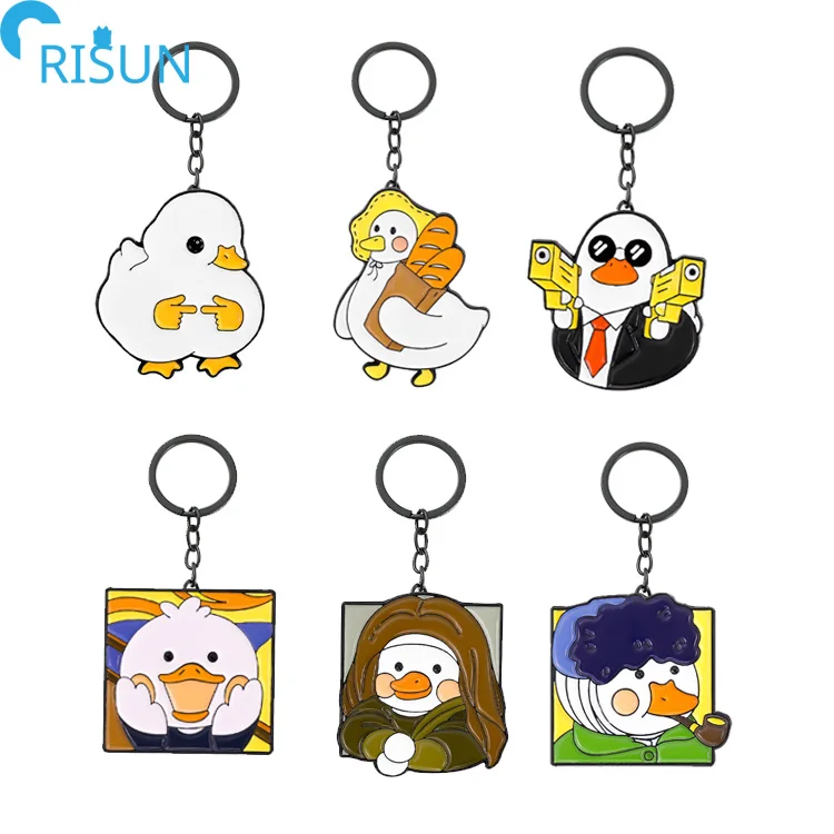 Manufacture Cartoon Cute Keychain Duck Llavero Custom Logo Art Celebrity Shouting Ducks Keychains Mona Shy Yellow Duck Keyring