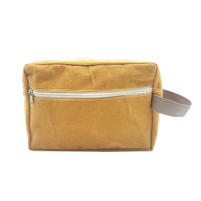 Custom Portable Cosmetic Bag Corduroy Velvet Makeup Pouch Nylon Flannelette Zipper Organizer