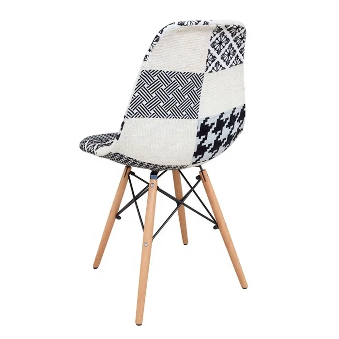 Multicolour Fabric patchwork armchair chair Scandinavian Stackable Chaise