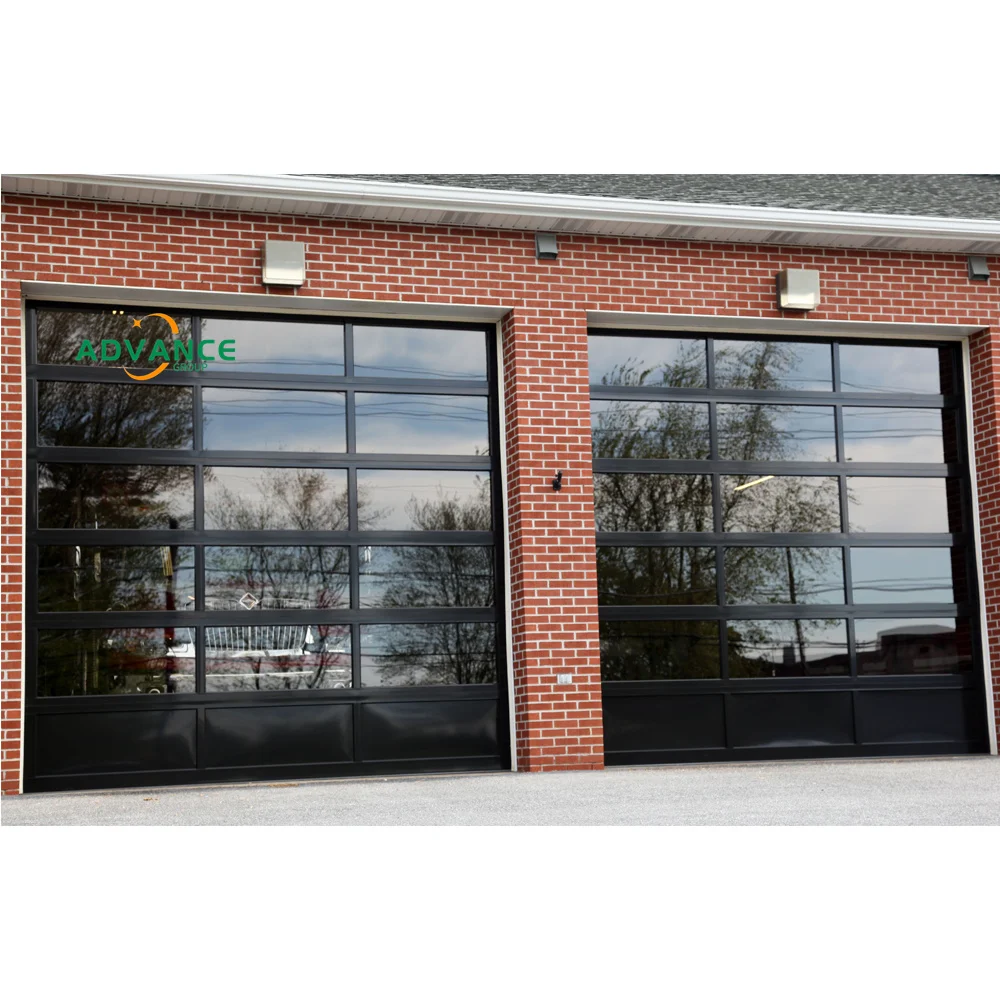 16x8 10x10 Automatic Sectional Customized Aluminum Frameless Full View Commercial Double Insulated Glass Garage Doors For House