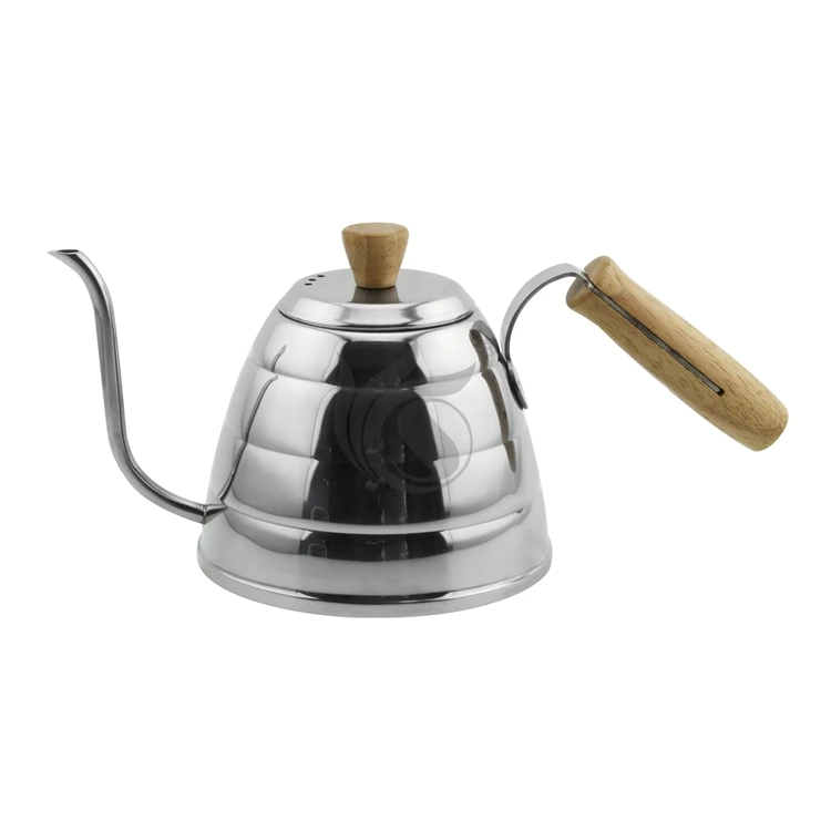 Customized Stainless Turkish Drip Tea Hand Pour Goose Neck Kettle Offices Arabic Coffee Pot With Wood Handle