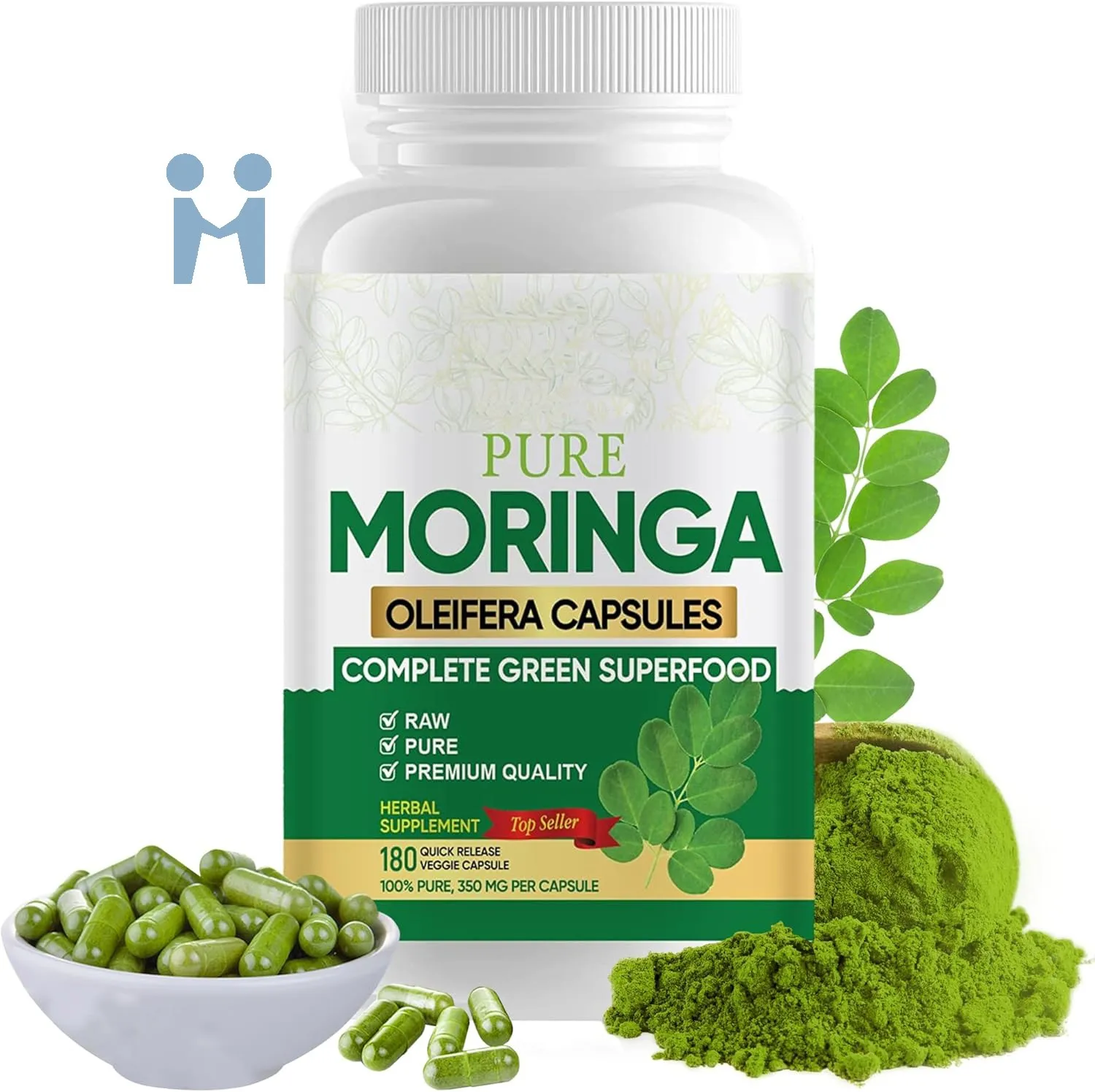 Customized Moringa Herbal Supplement Enhance Immunity Energy Metabolism Promote Clean Detox Moringa Leaf Powder Capsule for sale