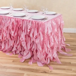 Tulle Curly Willow Table Skirt for Rectangle Table  Tutu Ruffle Frozen Skirt for Wedding Baby Shower,Birthday Party FO