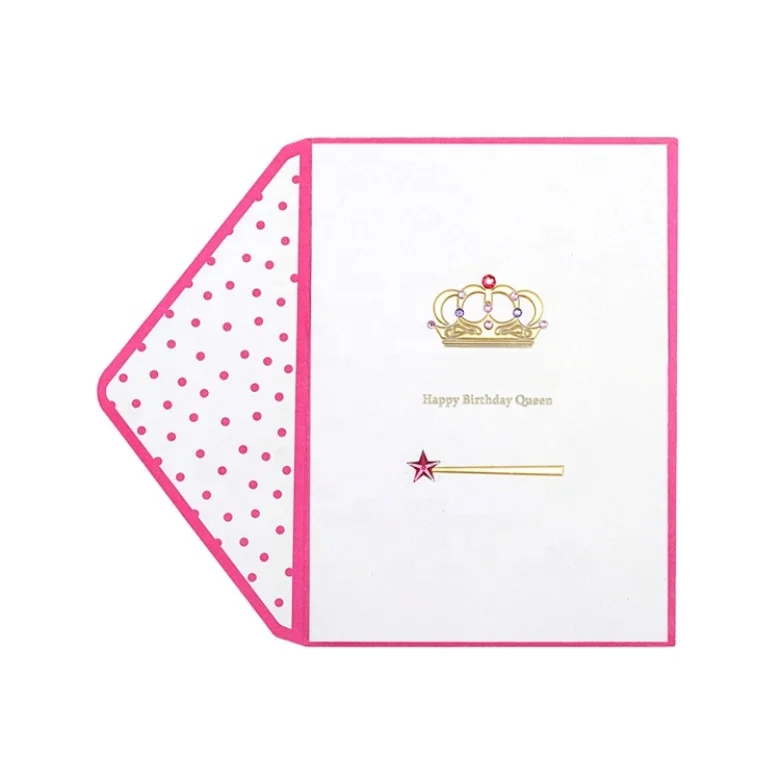 Free Samples Invitations Handmade Card, Foil Happy Birthday Greeting Cards With Gems