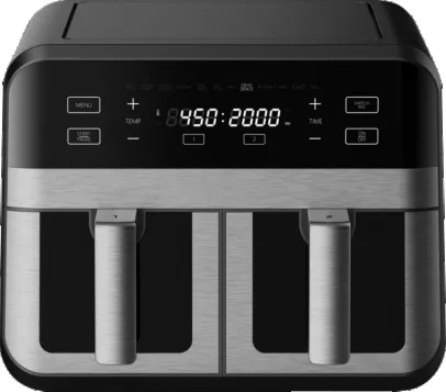 2 in 1 multifunction 4.5L+4.5L double basket air fryer ovens 9L dual smart air fryer with touch screen with 2 Independent window