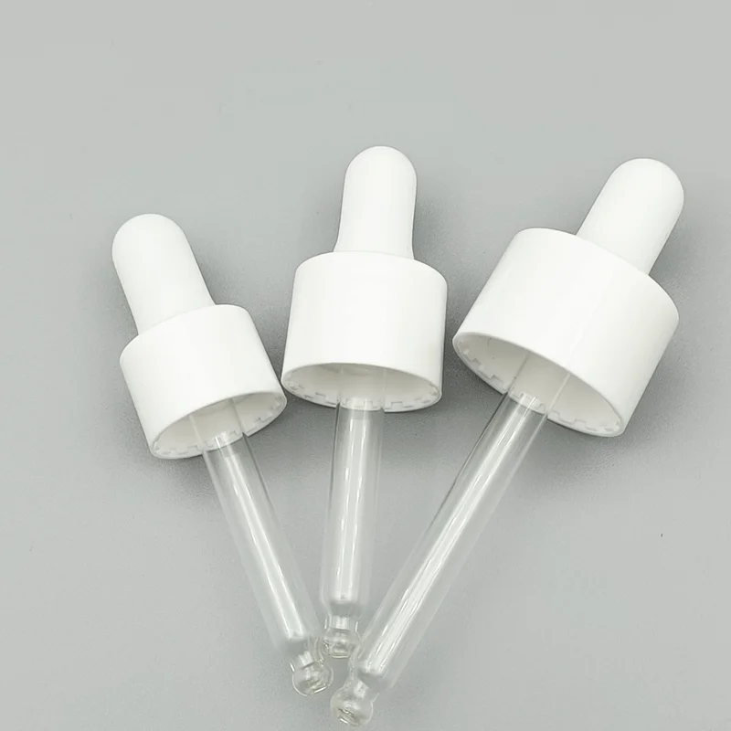 18 20 24 410 white/black glass pipette dropper rubber head essential oil bottle dropper cap cosmetic oil glass dropper