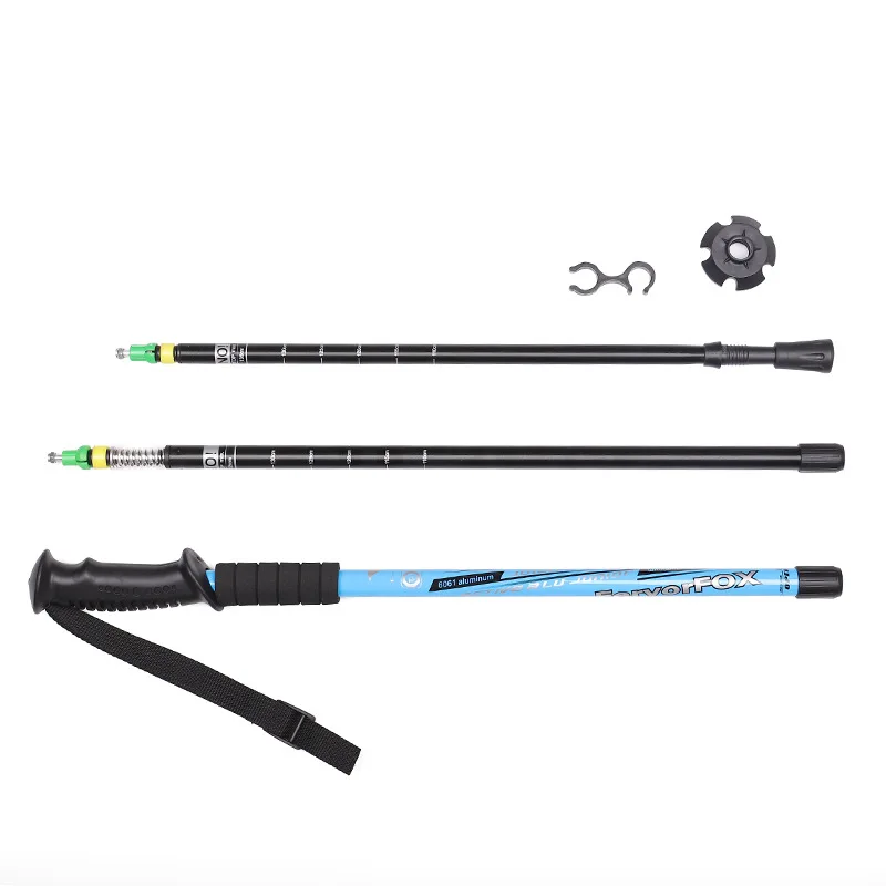 Adjustable Trekking Poles Aluminum Collapsible Walking Sticks Outdoor Spring shock absorber Hiking Poles Alpenstocks Camping