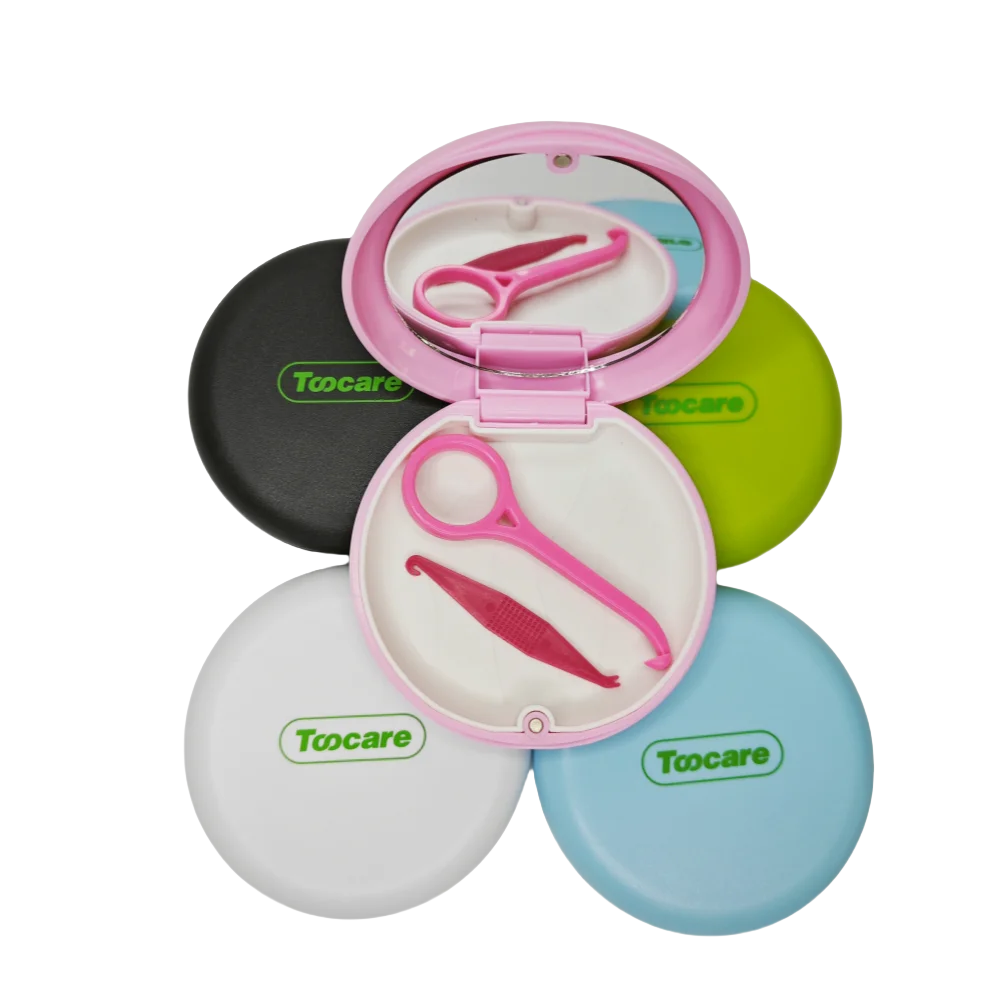 Portable Orthodontic dental Retainer Case New Design Silicone Rubber Denture Box Mirror Multi-Purpose Oral Hygiene Product Shape