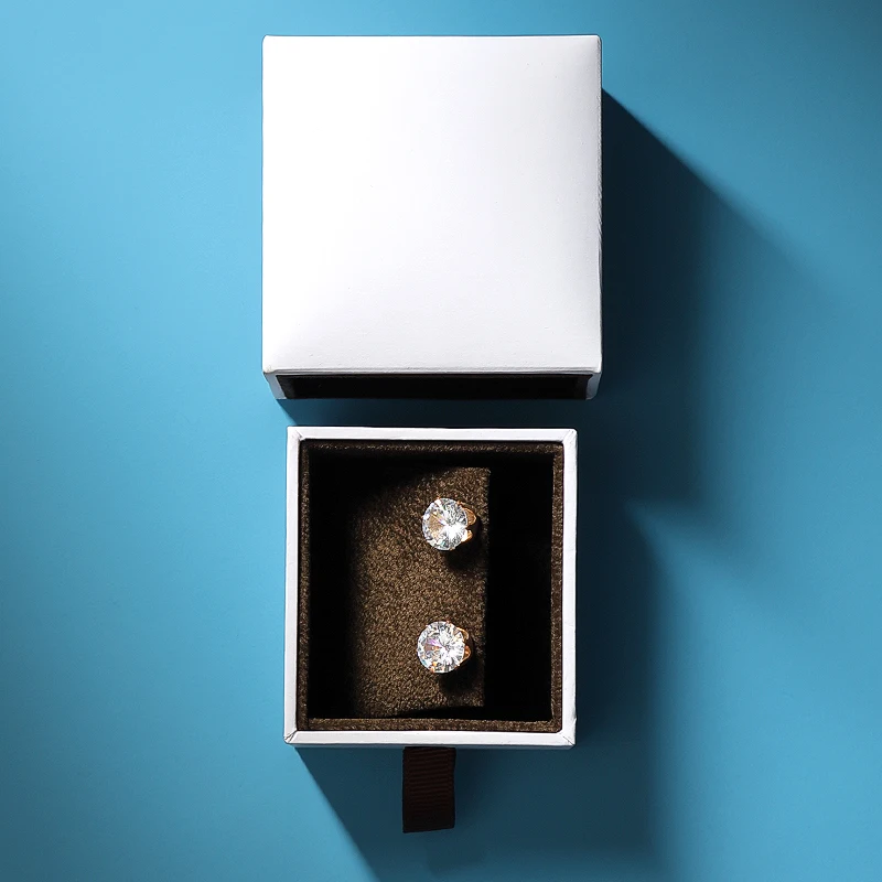 New blue leatherette luxury paper jewelry box paper packaging for bangle pendant earring ring jewelry set box with velvet