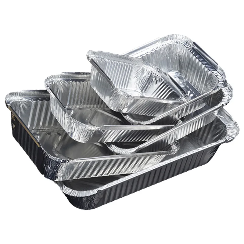Wholesale custom rectangular fast food gourmet box baking disposable aluminum foil food tray