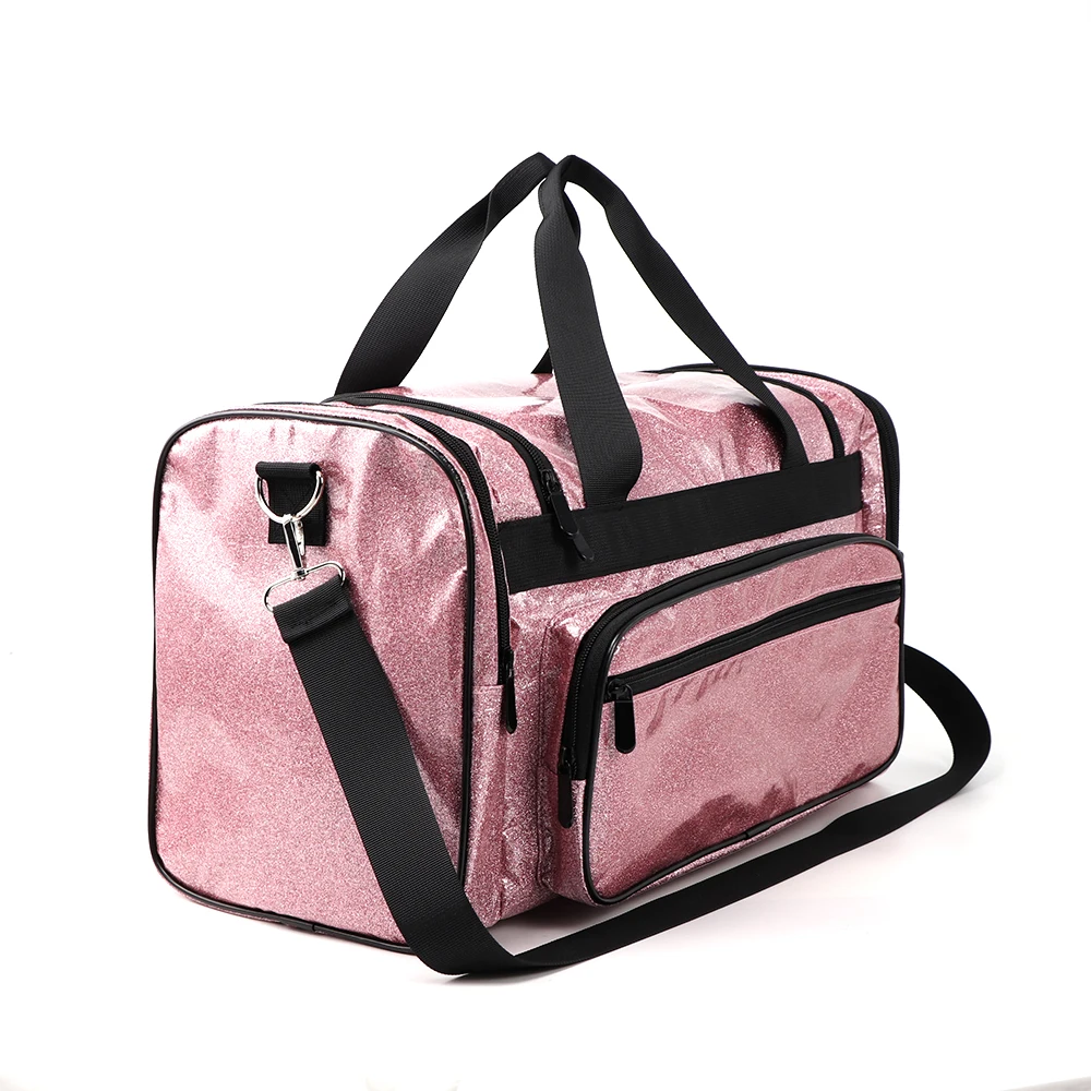 Wholesale spend a night bag overnight bling duffle handbag dry and wet Travel private label luxury glossy women spennanight bag