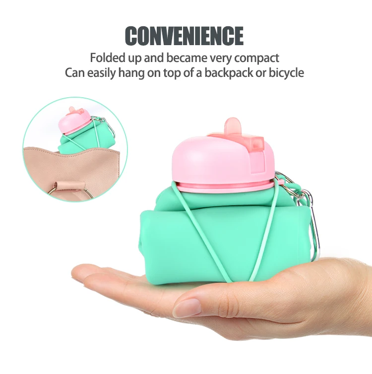 
Free Sample Bpa Free Sports Silicone Collapsible Foldable Water Bottles 