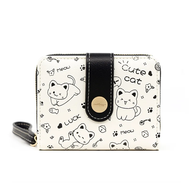 New Cute Kitten Girls Wallet Short Zipper Coin Purse cCat Wallet Fashion Versatile Purse for Women