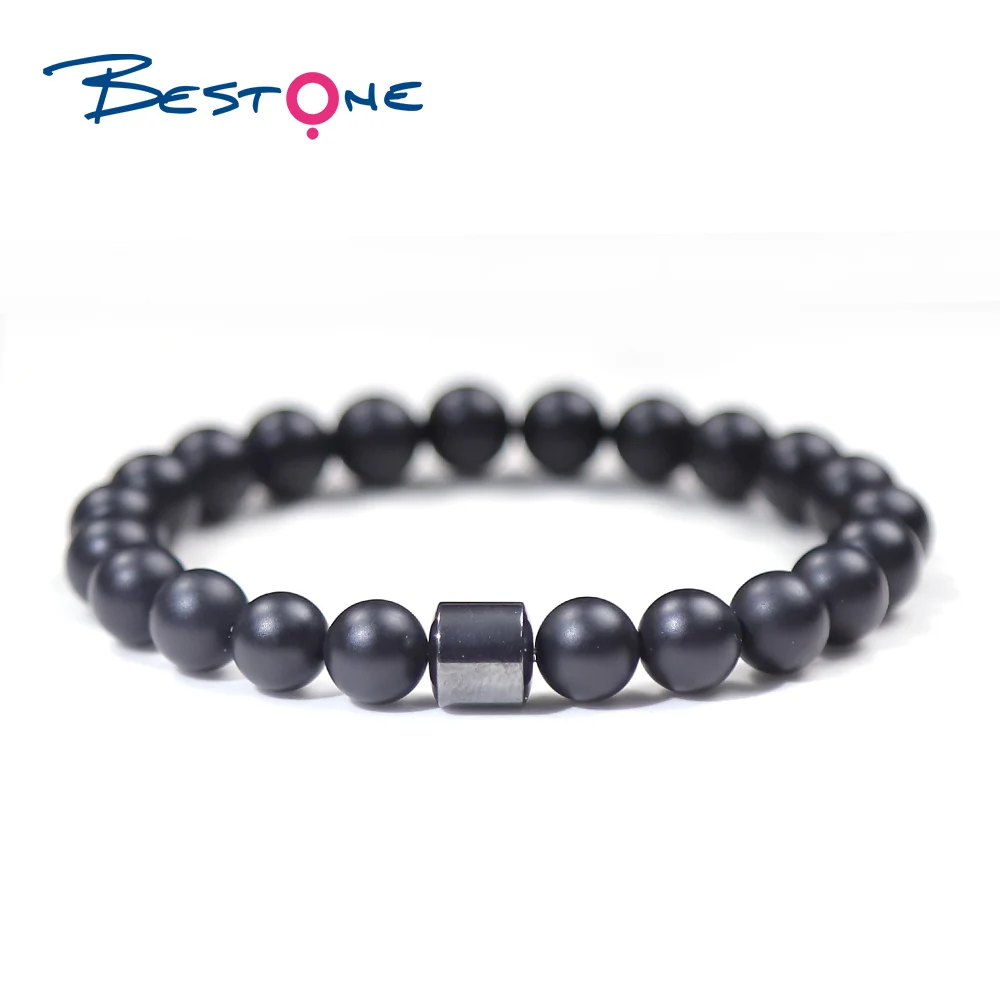 Bestone Luxury Precious Stone Bracelet Crystals Healing Real Natural Amethyst Stones Beaded Bracelet Men Women Bangle Jewelry
