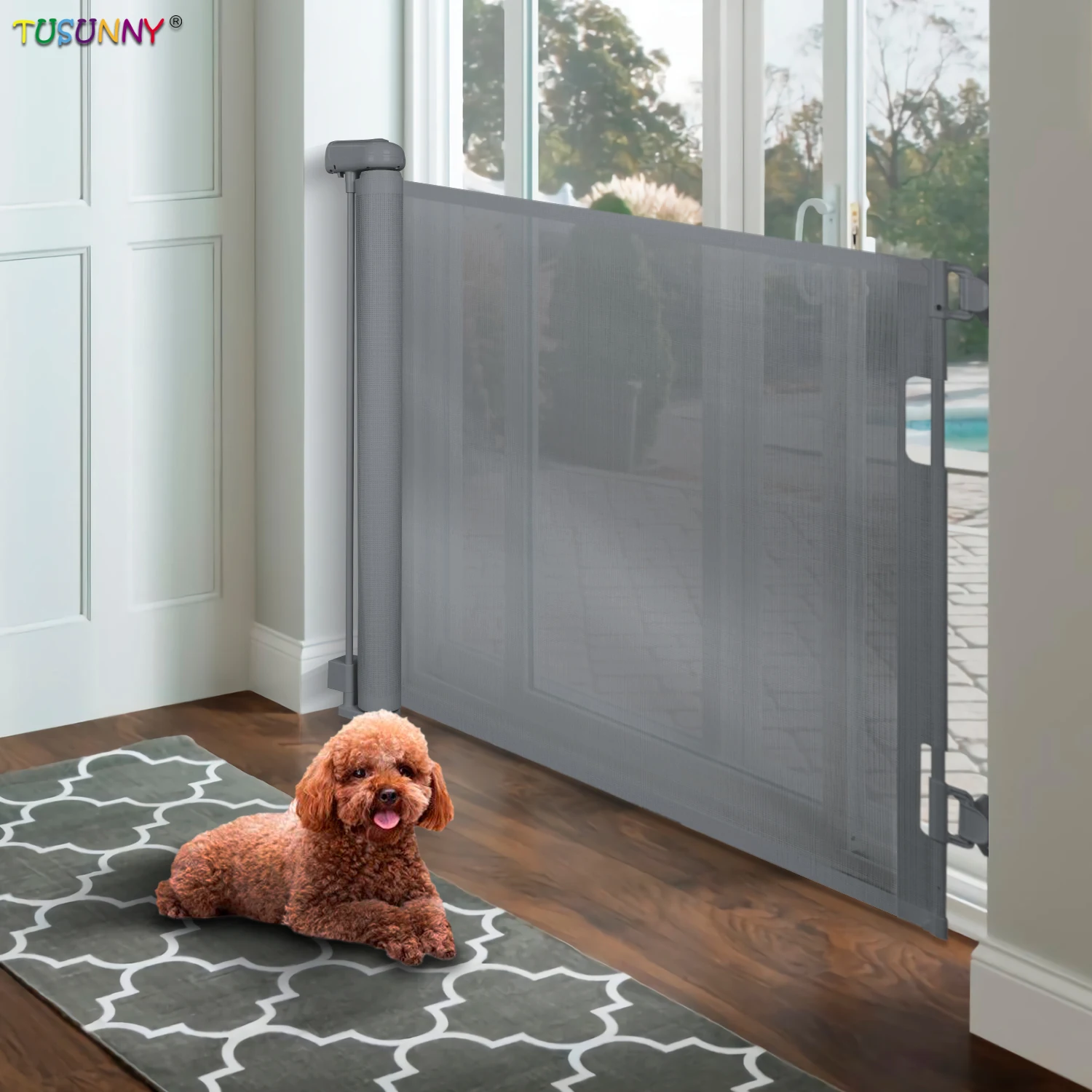 Child Safety Pets-mesh-gates Children Door Stair Sliding Retractable Safety Baby Pets Secure Gate