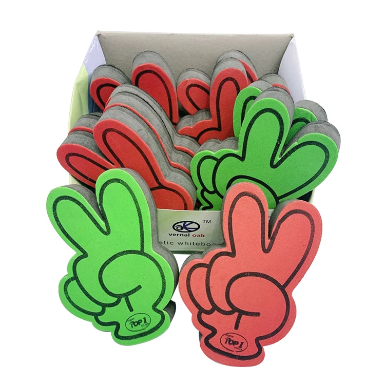 Cute Victory Finger Eva Felt Magnetic Chalkboard Eraser Whiteboard Eraser Dry Erase