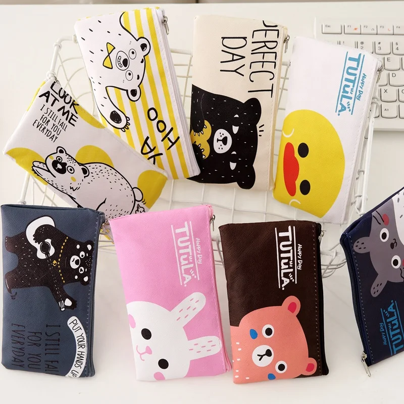 Large-capacity custom document pen bags PU student study stationery storage pencil bag with zipper