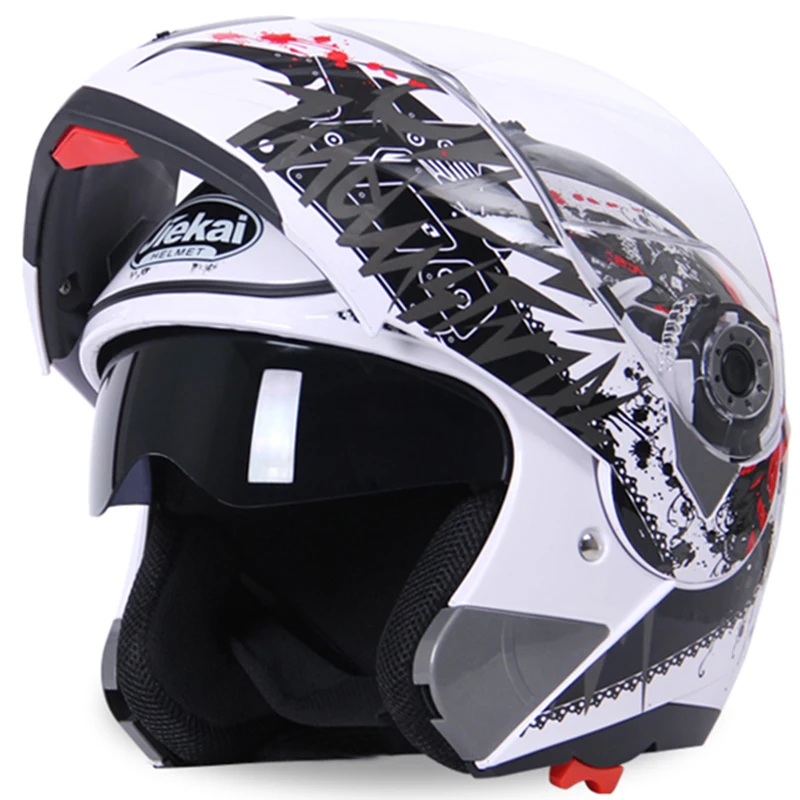 Jiekai-105 Motorcycle Flip Up Helmet Safety Double Lens Moto Motorbike Helmet with Inner Sun Visor Helmets