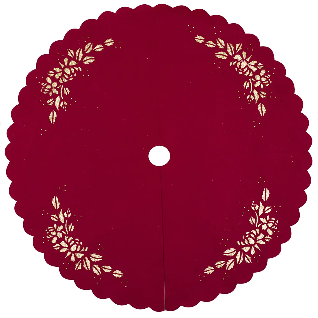 New product ideas 2024 wholesale santa folding crochet red christmas tree skirt for christmas tree