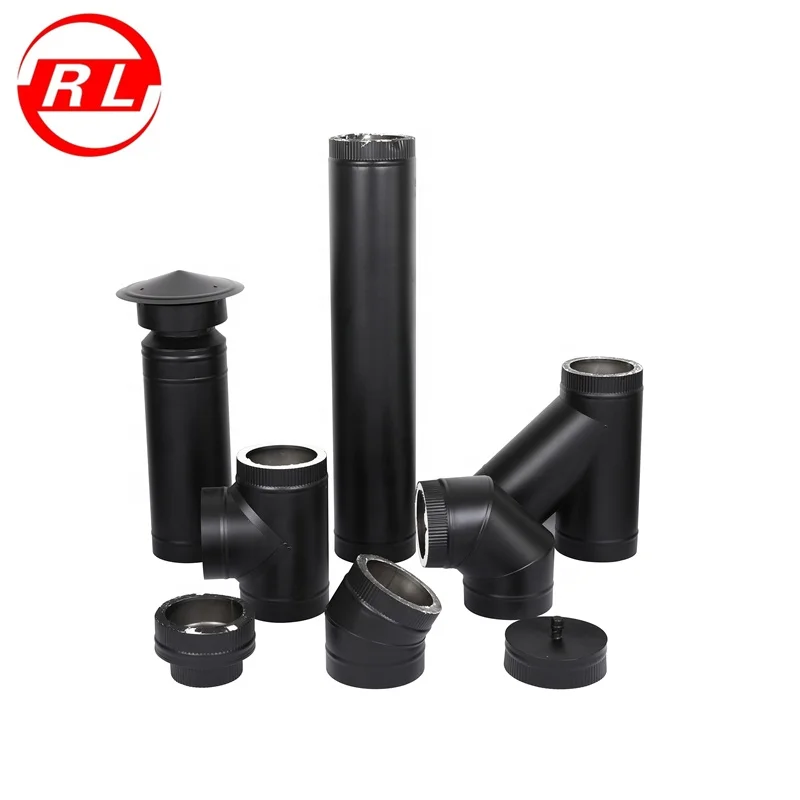 Black Base Wall Support Kit For Twin Wall Chimney Flue System