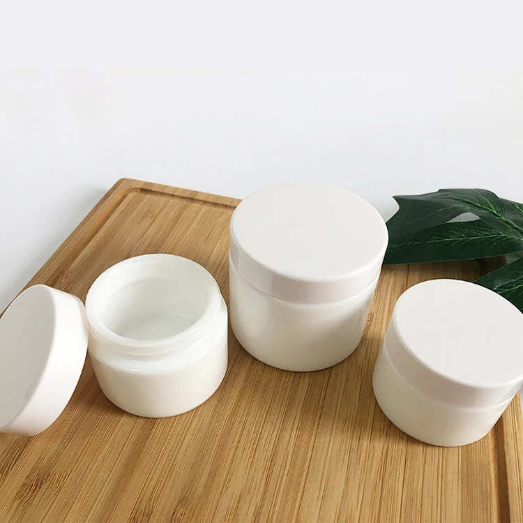 
Luxury 15 ml 20 ml 30 m 50 ml 100 ml round opal white glass cosmetic jar with white screw lid 