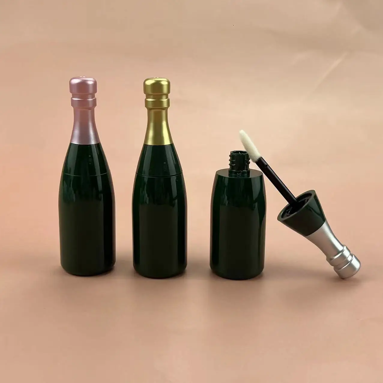 Hot sale Novelty luxury cute fancy champagne shaped 10ml empty lip gloss tubes container packaging