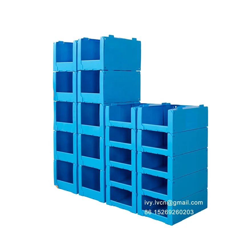 Hot sale foldable correx corflute coroplast PP corrugated plastic warehouse clothes storage boxes, Stackable Pick bins