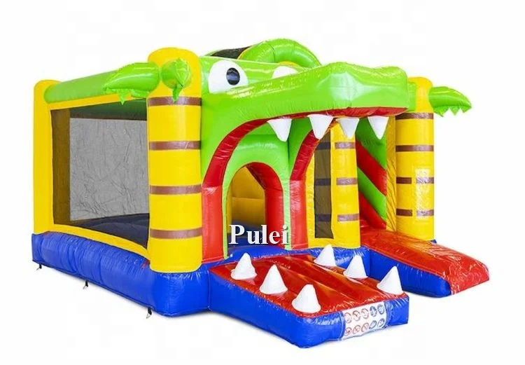 Outdoor Inflatable Trampoline Amusement Park Crocodile Inflatable Bouncy Castle With Slide Inflatable Party Jumping Castle Slide