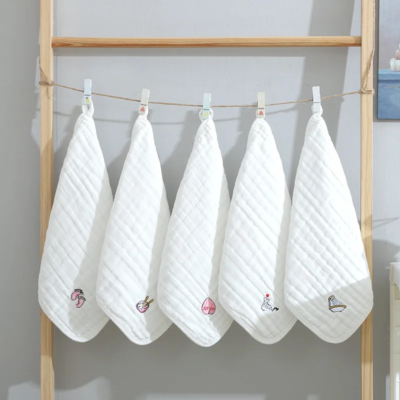 Muslin cotton towels with lovely embroidery for baby,soft and comfortable towels for girls and boys