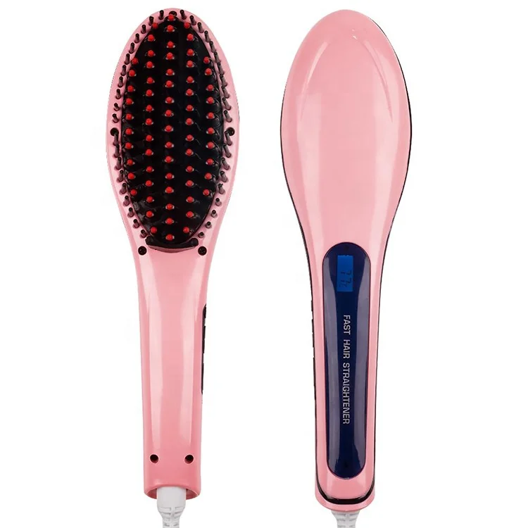 
One-Step Electric Hair Straightener Brush Ceramic fast Heating Electric brush comb with Display 