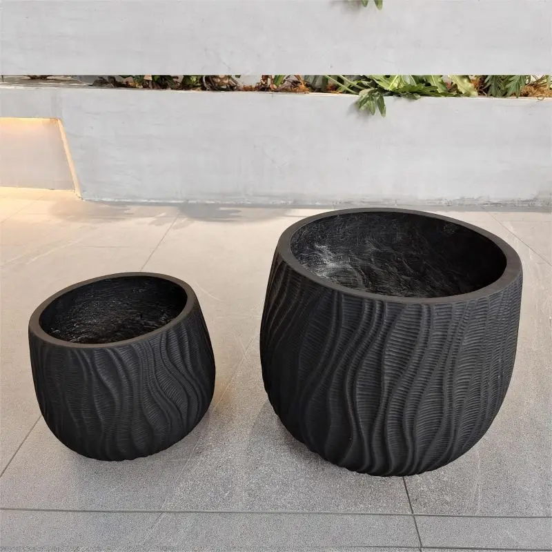 Fiber Clay Flower Garden Planter Pots Wholesale Price Fiber Flowerpots Sets For Indoor Outdoor Home Decoration