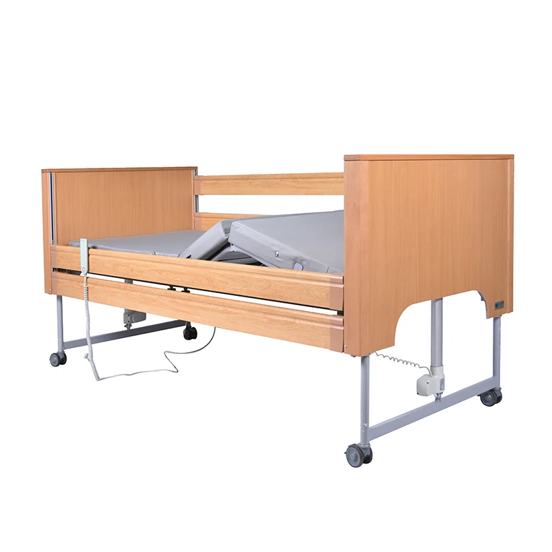 Tecforcare Wooden Nursing Bed Adjustable Up and Down Medical Bed Electric Home Care Bed For The Elderly