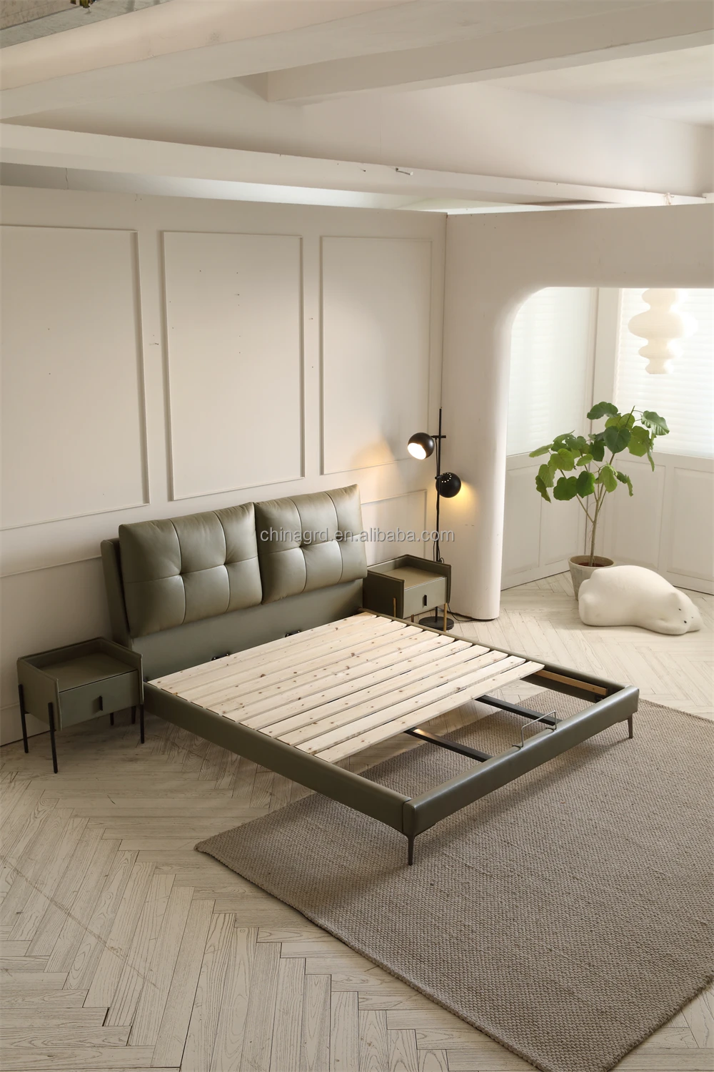 china latest design bed leather platform upholstered smart furniture bedding full bedrooms set for room