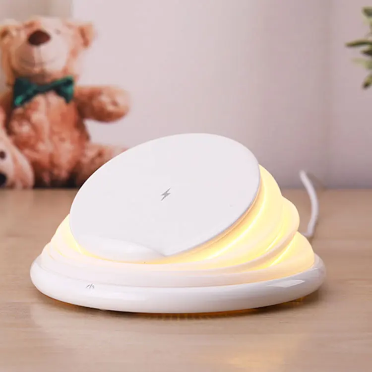 
GIFTS 5 Color LED Night Light 10W Foldable Fast Wireless Charging Dock Station Charger Stand for Phone 