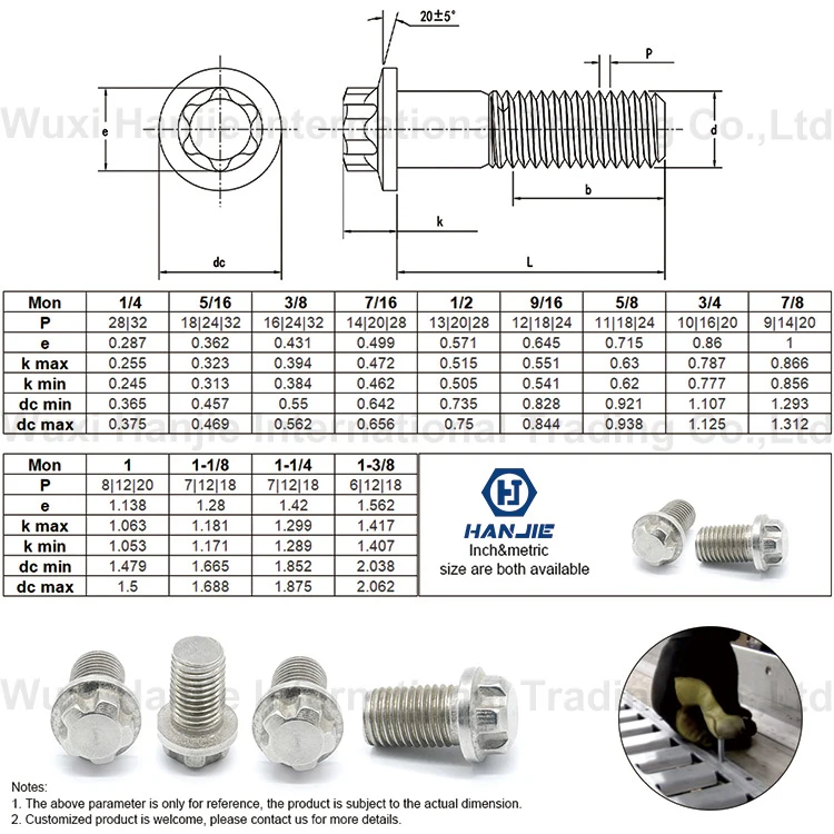 M6 M8 M10 High Precision Stainless Steel 5 Point Hex Head Flange Bolt