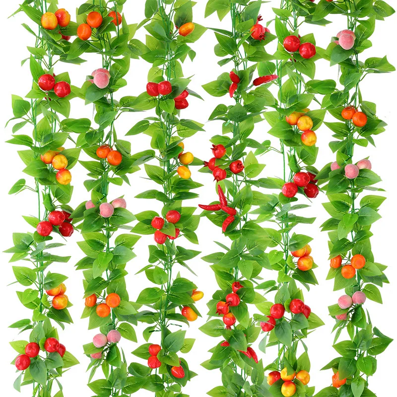 Emulational fruit rattan fake flower grape leaves Vine ceiling decoration plastic flower Vine green leaf leaf shaped