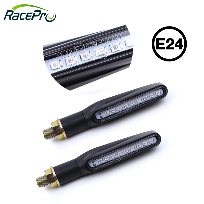 RACEPRO E-mark 12V Universal Turning Signal Light Sequential Flowing Indicator Motorcycle LED Blinker Lights For Motorcycle