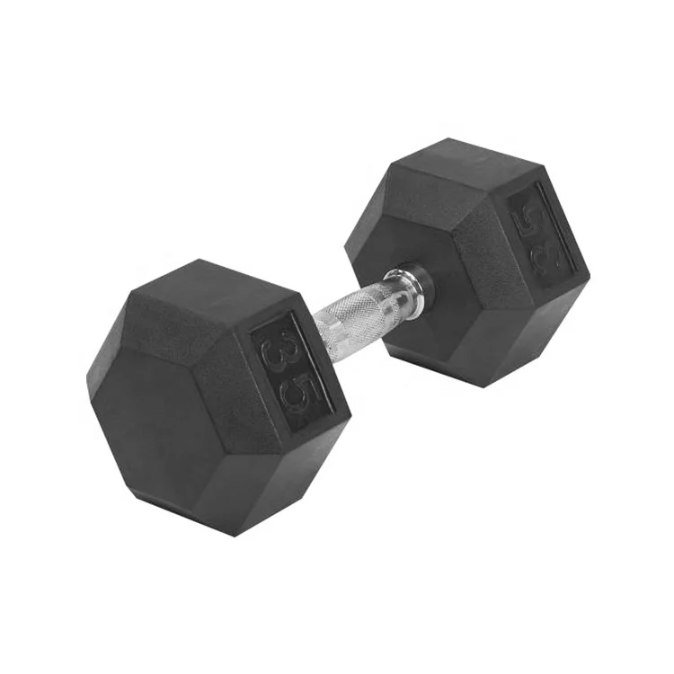 Professional commercial rubber coated hex dumbbells set