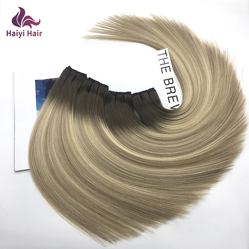 2022 New Product Luxury Genius Weft Cuticle Virgin Hair Russian Double Drawn Hand tied Hair Weft
