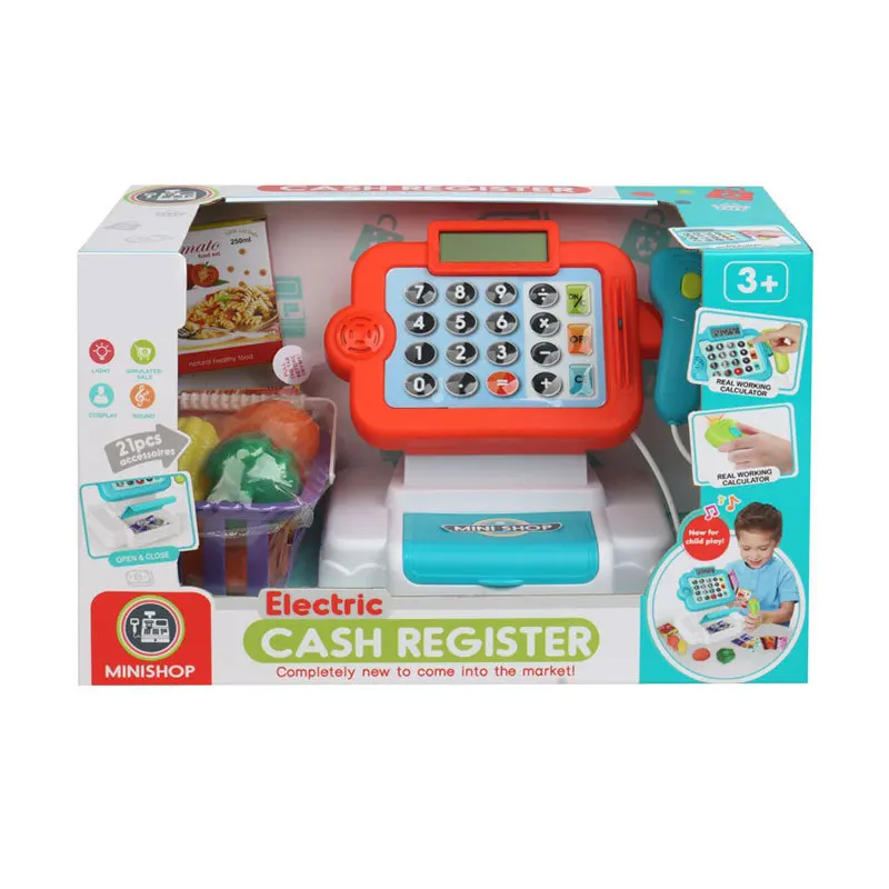 2024 New Design Unisex Plastic Pretend Play Toys Hot Supermarket Game Shopping Kids Cash Register Toy Trolley Preschool