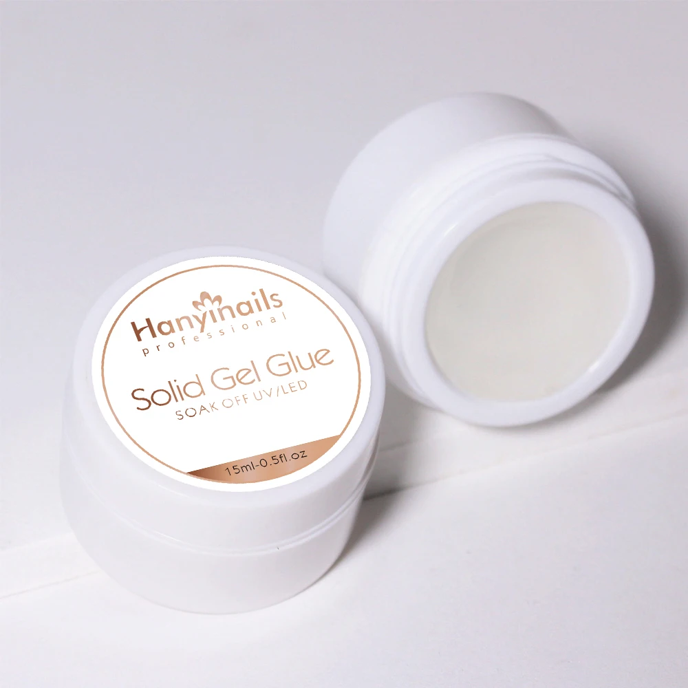 Hanyinails professional wide custom bottle solid press on gel glue OEM private label strong nail tips glue gel