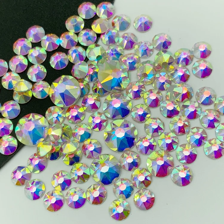 Hot sale Clear AB glass rhinestone  SS10 ab crystal stones for bag decoration